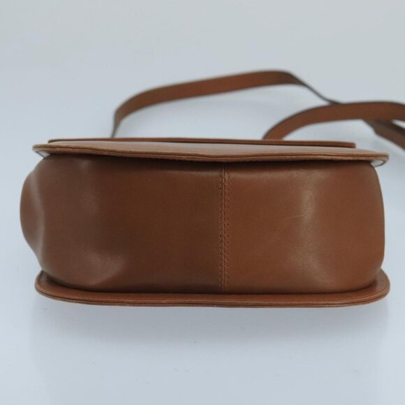 Salvatore Ferragamo Shoulder Bag Leather Gold Brown Auth 100786 - Picture 7 of 16